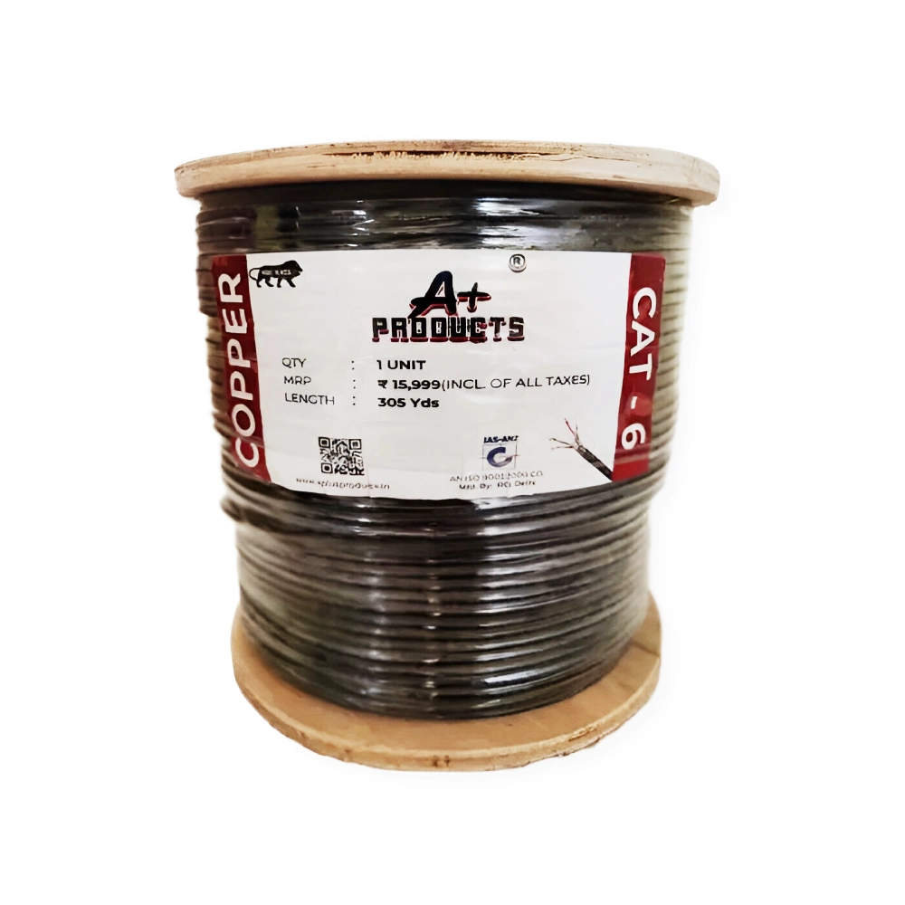 A+ Products CAT6 Copper Lan Cable 305y LD Black (0.45mm)